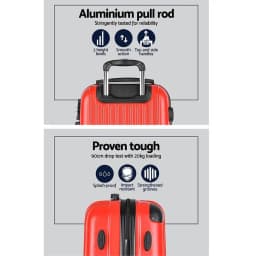 20 28 Inch Luggage 2 Set with TSA Lock Spinner Carry On Hard Shell Travel Suitcase Red