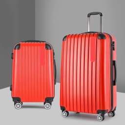 20 28 Inch Luggage 2 Set with TSA Lock Spinner Carry On Hard Shell Travel Suitcase Red