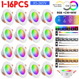 1-16PCS 10W Smart LED Downlight Bluetooth Ceiling Lamp RGB CCT Lamp APP Remote Control Color Changing light for Google Alexa Hom