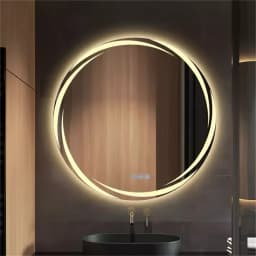 LUVODI 80cm Round Backlit Bathroom Mirror LED Illuminated Wall Mounted Vanity Mirror with Anti-Fog Feature