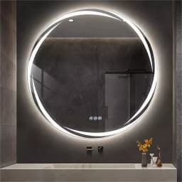 LUVODI 80cm Round Backlit Bathroom Mirror LED Illuminated Wall Mounted Vanity Mirror with Anti-Fog Feature