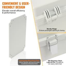 SucceBuy Outdoor Electrical Junction Box ABS Plastic&Hinged Cover Stainless Steel Latch IP67 Waterproof to Electrical Projects
