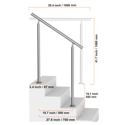 SucceBuy Handrail for Outdoor Transitional Stainless Steel Railings with Installation Kit Double-column Staircase for Deck Porch