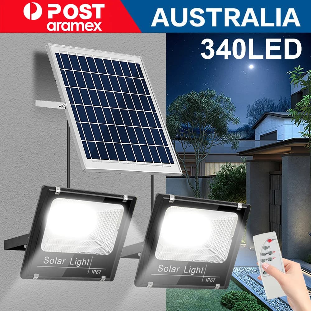 Solar floodlights are used for outdoor lighting in courtyard homes with remote control