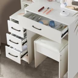 White Wooden Vanity Dressing Table Set with Adjust the Lighting LED Lights Sliding Mirror & Stool Storage Desk Cosmetic Bedroom