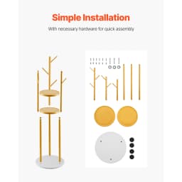 SucceBuy Coat Rack, Freestanding Coat Rack Stand with Quartz Stone Base & 9 Hooks for Bedroom Modern Clothes Hanger for Coat Hat