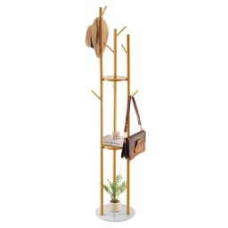 SucceBuy Coat Rack, Freestanding Coat Rack Stand with Quartz Stone Base & 9 Hooks for Bedroom Modern Clothes Hanger for Coat Hat