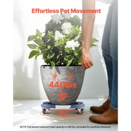 SucceBuy 440LBS Blue/Black Trash Can Dolly Round Roller Base 15-22.8in Adjustable with 4 Wheel Drum Rolling Cart for Plant Caddy