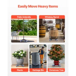 SucceBuy 440LBS Blue/Black Trash Can Dolly Round Roller Base 15-22.8in Adjustable with 4 Wheel Drum Rolling Cart for Plant Caddy