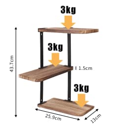 Lucca Corner Shelf for Storage, Modern Floating Wall Shelves, Display Shelving, Adjustable Rack, 3 Tier