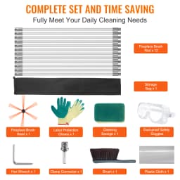 SucceBuy 23/30/33/39 ft Chimney Sweep Kit w/ Reinforced Nylon Flexible Rods Ergonomic Chimney Cleaning Brush 360-Degree Brush