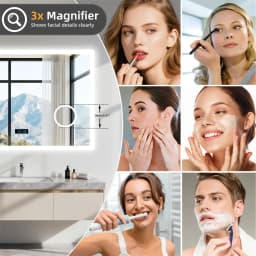 LUVODI Wall Mounted Bluetooth Bathroom Mirror LED Vanity Light 3X Magnification Dimmable Defog Feature for Home And Hotel Bath M