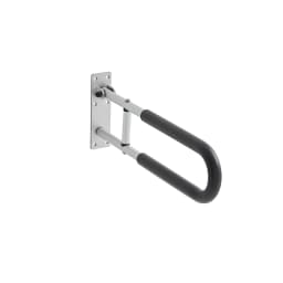 SucceBuy Toilet Safety Rail 23.8In U-Shaped Handicap Grab Bar Foldable Pole FlipUp Bar w/Anti-Slip Support Handle 300Lb Capacity