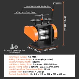 SucceBuy 45/57/75/76 mm Jewelry Rolling Mill Machine 3in1 Multi-function Rolling Mill to Metal Jewelry Making Sheet Square Wire