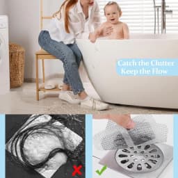 30pcs Disposable Shower Drain Hair Catcher Screen Sticker 4" X 4" Floor Drain Strainer Mesh Filter Cover for Bathroom Laundry T