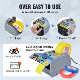 SucceBuy ZCUT-9Automatic Tape Cutting Machine Paper Slitting Dispenser 6-60 mm Adhesive Electric Tape Cutter for Product Package