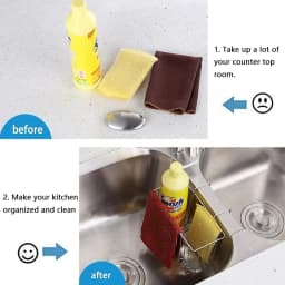 Sponge Holder, Sink Caddy Kitchen Brush Soap Dishwashing Liquid Drainer Rack - Stainless Steel
