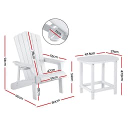 Outdoor HDPE Adirondack Beach Chair Sun Lounge Patio Furniture Garden White