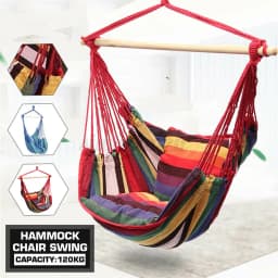 Garden Hammock Chair Hanging Swing Seat W/ 2 Cushions Outdoor Deluxe Camping