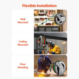 SucceBuy Retractable Welding Hose Reel 1/4Inchx50FT Twin Oxygen Acetylene Rubber Hose Max 300PSI - T Grade for Workshops Garages