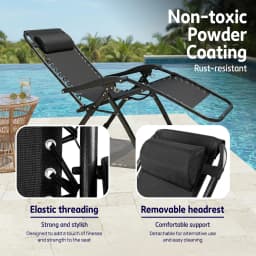 Zero Gravity Chair Foldable Portable Outdoor Adjustable Recliner Chair w/ Pillow