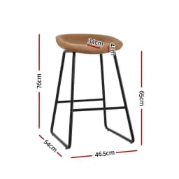 4 Pack PU Leather Bar Stools Metal Frame Kitchen Counter Height Dining Chairs Brown
