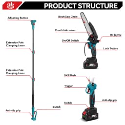 ONEVAN 8inch Brushless Telescoping Pole Electric Chainsaw Scissors 5500W High Branch Garden Pruning Tool For 21V 18V Battery