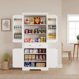 72" Tall Kitchen Pantry Storage Cabinet, Kitchen Storage Cabinet with a Large Drawer, 2 Cabinets, 6 Door Shelves for Kitchen