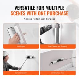 SucceBuy Drywall Skimming Blade Set 7/10/14/16/24 inch Skimming Blades + 34-81.6 in Extension Handle Pole Stainless Steel Knife