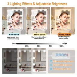 Dressing Table With Smart LED Mirror &Drawers 6 Shelves Vanity Stool Makeup Desk