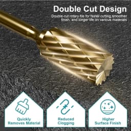 HORUSDY 10-Pieces Titanium Gold Carbide Burr Set 1/4" Hex Change Shank Die Grinding Bit
