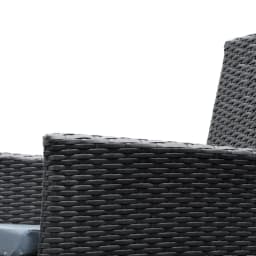 7 Piece Outdoor Wicker Dining Set Black Patio Lounge Furniture with Cushions