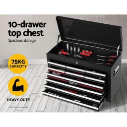 17 Drawer Mobile Tool Box Cabinet Chest Trolley Garage Storage Organizer Black
