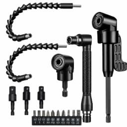 18Pcs 360 Rotatable Hex Shank Impact Driver Socket Adapter Set 105° Right Angle Drill Attachment 10 Short Screwdriver Bits