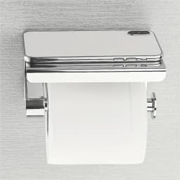 Toilet Paper Roll Holder with Phone Shelf Tissue Rack chrome steel Bathroom NEW