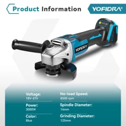 YOFIDRA 125mm M14 Brushless Angle Grinder Cutting Machine Cordless Electric Angle Grinder Power Tools for Makita 21V Battery Pin