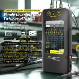 NEW Touch Screen Digital Oscilloscope+Signal Generator Dual Channel Bandwidth: 50MHz Sampling Rate: 250MSa/s 3.98 inch TFT