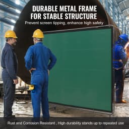 SucceBuy Welding Screen w/ Frame 6'x8' Welding Curtain Flame-Resistant Vinyl Welding Protection Screen for Workshop Industrial