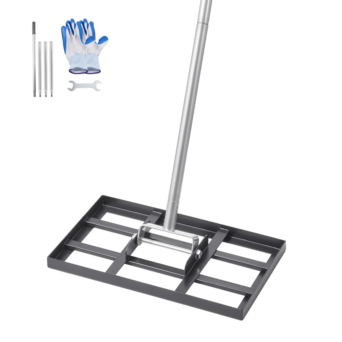 SucceBuy Lawn Leveling Rake with Handle Ground Plate Rust-Resistant Carbon Steel Soil Leveler Effort Saving Lawn Leveling