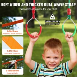 SucceBuy 2x50/56/60/65FT Ninja Warrior Obstacle Course for Kids Weatherproof Slacklines 500lbs Weight Outdoor Playset Equipment