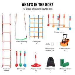 SucceBuy 2x50/56/60/65FT Ninja Warrior Obstacle Course for Kids Weatherproof Slacklines 500lbs Weight Outdoor Playset Equipment