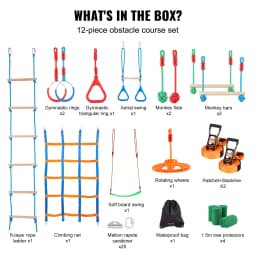 SucceBuy 2x50/56/60/65FT Ninja Warrior Obstacle Course for Kids Weatherproof Slacklines 500lbs Weight Outdoor Playset Equipment
