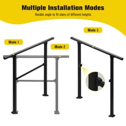 OGL Stair Handrails Outdoor Steps Rail 2-3 Step Staircase Safety Railings Fence Indoor Concrete Balcony Porch Deck 97x102.5cm