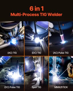 succebuyTIG Welder225A6-In-1 Aluminum Welding Machine AC TIG/DC Pulse Spot/MMA Dual Voltage Electric Welder with IGBT Inverter