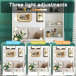 White Modern Vanity Set with Large Touch Control Led Lighted Mirror, 5 Drawers, Stool & 3 Open Compartments Vanity Desk