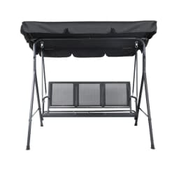 Outdoor Swing Chair Garden Bench Canopy 3 Seater Mesh Black Patio Hanging Seat Furniture