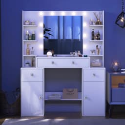 White Hollywood Vanity Set, 11 LED Bulbs Mirror, Adjustable Brightness 3 Light Modes 3 Drawers Bedroom