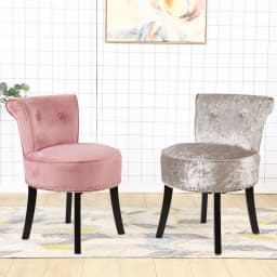 Luxury Velvet Makeup Dressing Stool, Padded Sponge Foam Accent Chair with Wood Legs for Bedroom