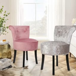 Luxury Velvet Makeup Dressing Stool, Padded Sponge Foam Accent Chair with Wood Legs for Bedroom