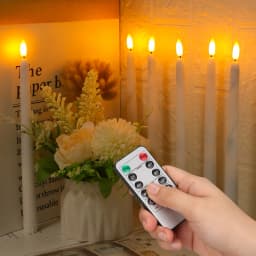 6Pcs Flameless Taper Candles Warm White Lights LED Battery Operated Candlestick With Remote for Birthday Wedding Window Decor